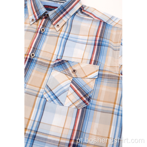 Camisas de manga curta havaiana masculina com impressão digital de algodão